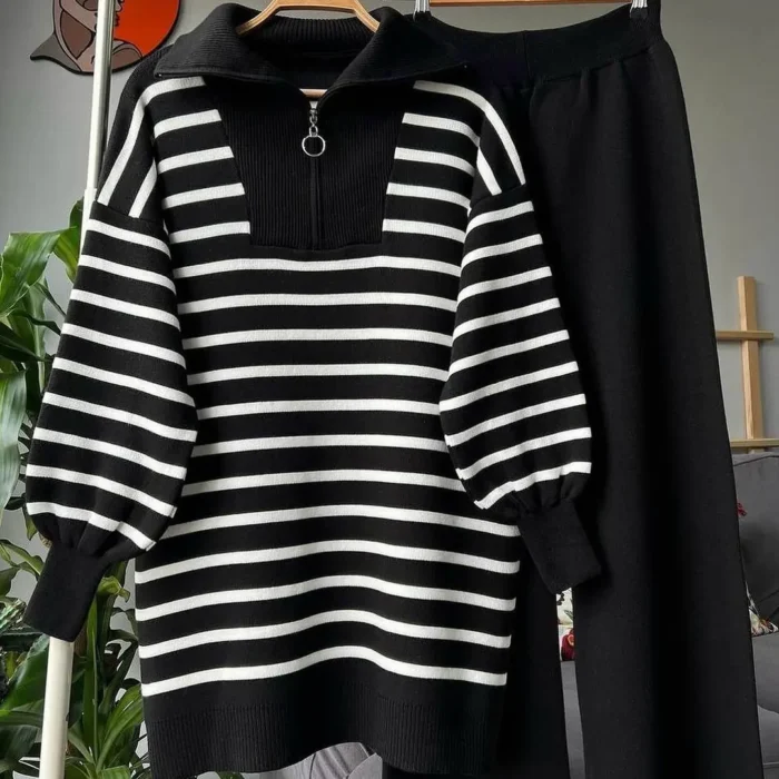 Zebra Desenli Triko Takım