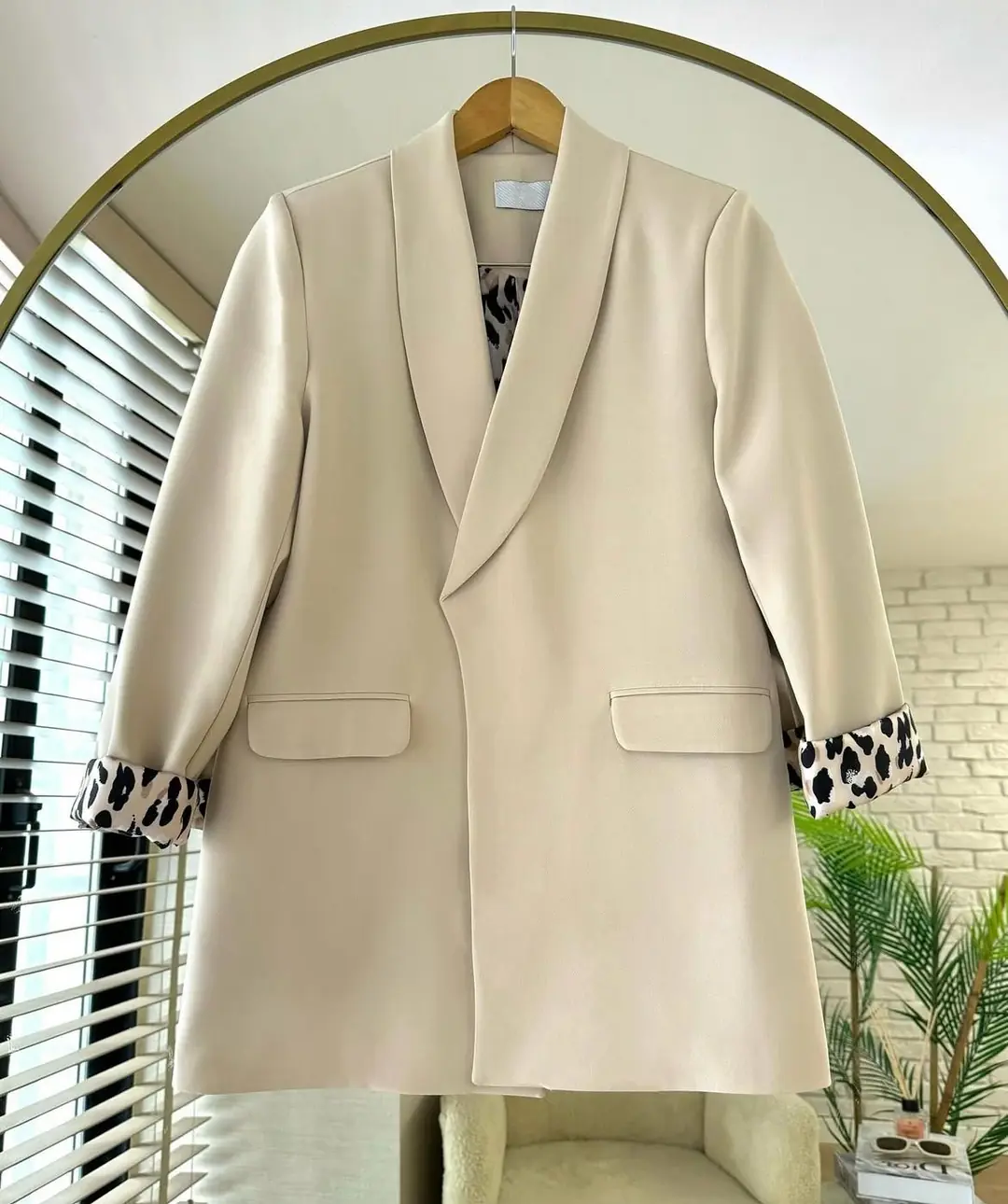 Leopar Astarlı Şal Yaka Blazer Ceket